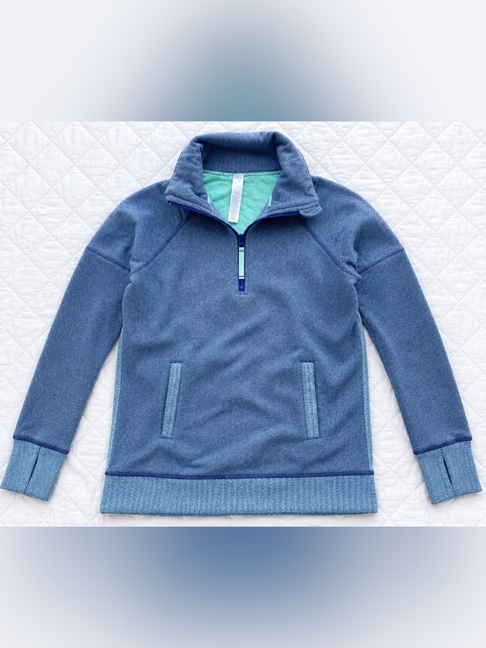 Ivivva Blue Half-Zip with Mint Plush Lining